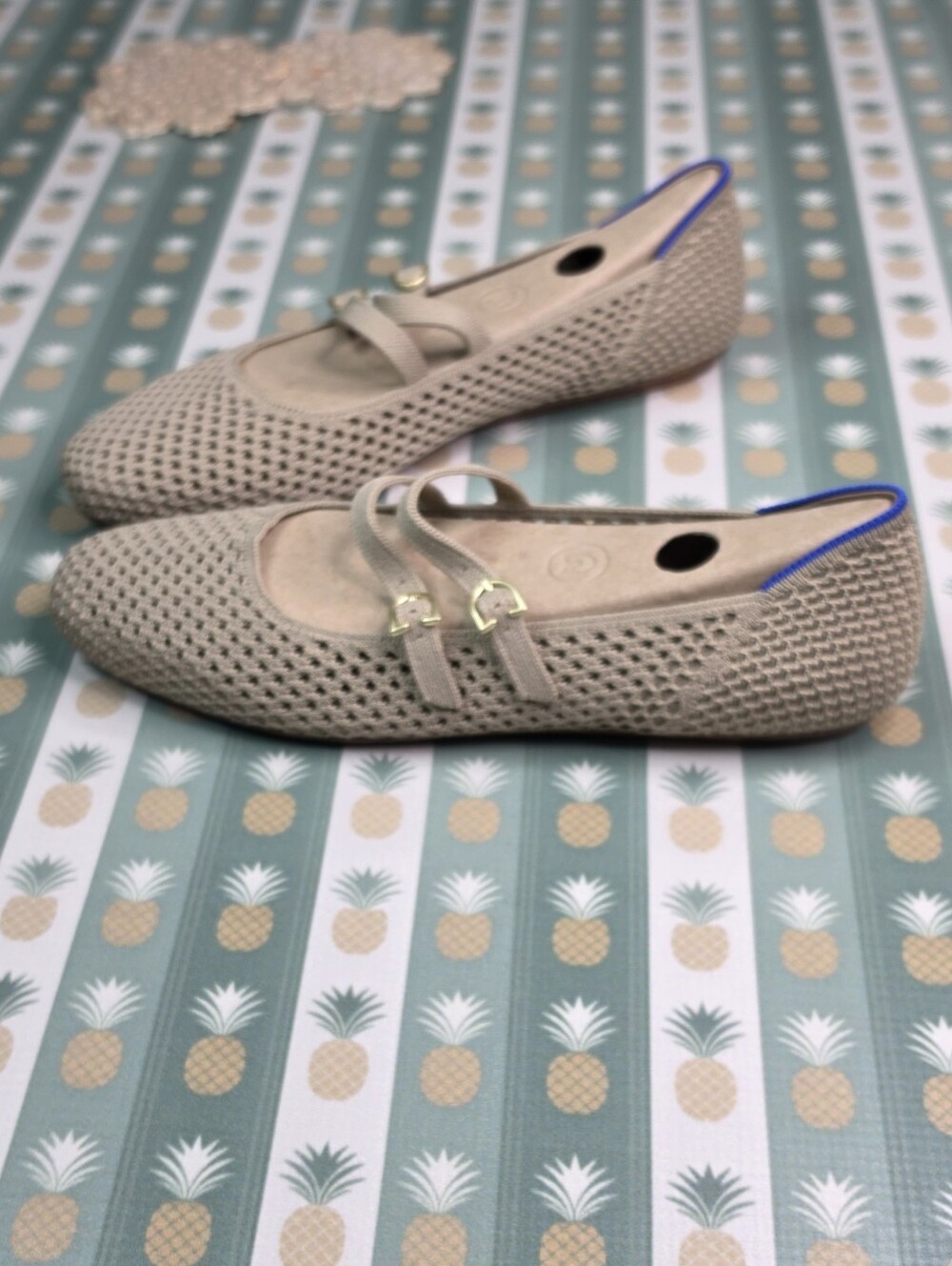 Rothys The Double Buckle Mary Jane in Dune Mesh - Picture 4 of 9